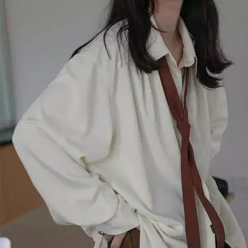Весна Осень Женская свободная рубашка с завязками, простая модная блузка с длинным рукавом больших размеров для офиса, однотонная женская плиссированная повседневная рубашка с лацканами 2735 S серый