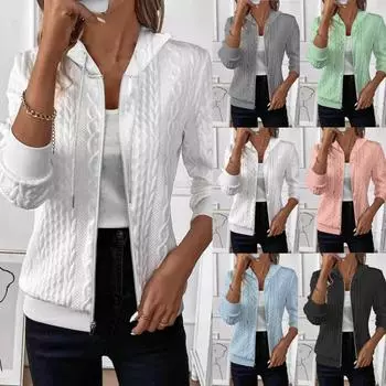 Весна Осень Женская Тонкая Толстовка Куртка Женская Свободная Тонкая Однотонная Толстовка С Капюшоном XXXXXL белый