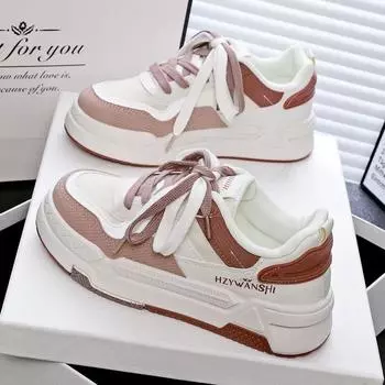 Весна Осень Женская Вулканизированная Обувь Плоские Кроссовки На Шнуровке Уличные Теннисные Повседневные Удобные Цветные Блоки Женская Спортивная Обувь 35 красный