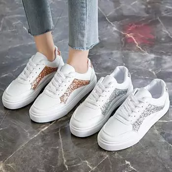 Весна Осень Женские Ботинки На Шнуровке Удобные Кроссовки Для Бега Удобные Весенние Уличные Прогулки Мода Zapatos De Mujer 35 серебряный