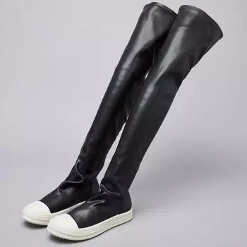 Весна Осень Женские Эластичные Высокие Носки Кроссовки Дизайнерская Женская Обувь Классические Черные Ботинки Среднего Покроя Без Застежек Обувь Больших Размеров 41