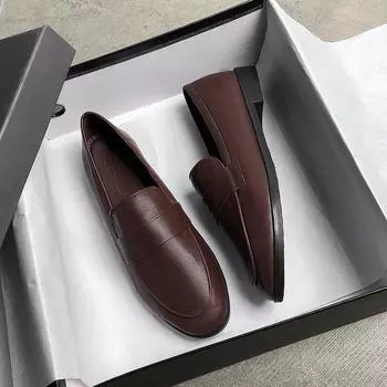 Весна Осень женские Новые Маленькие Кожаные Туфли Винтажные Универсальные Лоферы Британский Стиль Модные Нескользящие Туфли Повседневные Женские Плоские 37