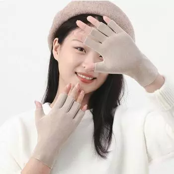 Весна Осень Женские Полупальцевые Сохраняющие Тепло Перчатки Клавиатура Работа Письмо Удобные Перчатки Тонкие Мягкие Однотонные Простые Бархатные Варежки One Size розовый