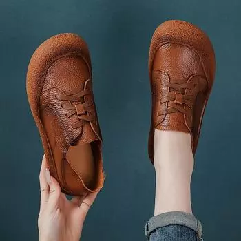 Весна Осень Женские Ретро Оксфордские Кроссовки Женские Кожаные Туфли Для Женщин Винтажные Шнуровка Кожаные Спортивные Туфли Мягкие Плоские Мокасины 40EU/CN41 белый