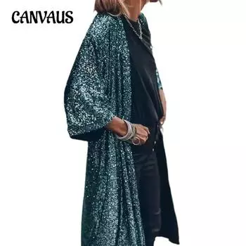 Весна Осень Женский Кардиган Модная Вечеринка Кардиган Куртка С Пайетками