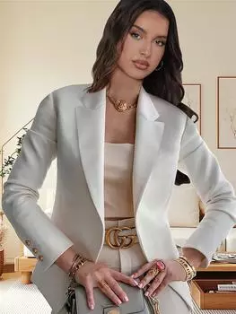 Весна Осень Женский Модный Лацкан Три Запонки Slim Fit Однотонный Пиджак S чёрный