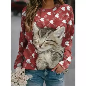 Весна Осень Женский Пуловер Большого Размера Повседневный Толстовка С Капюшоном С Длинными Рукавами Круглый Вырез Толстовка S