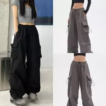 Весна Осень Зима Повседневные Женские Узкие Брюки Эластичный Пояс Модные Уличные Стрейч Шнурок Джоггеры Щиколотки Удлиненные Свободные Брюки Женские S серый