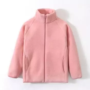 Весна Осень Зима Теплая флисовая куртка Верхняя одежда Розовые Синие Детские однотонные пальто для мальчиков и девочек Мягкий флис Толстые пальто на молнии 140 чёрный