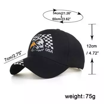 Весной и летом новая бейсболка с вышитым черно-белым орлом и сеткой от солнца чёрный