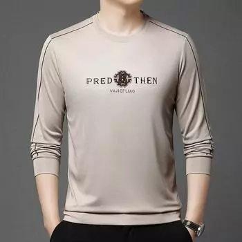 Весной и осенью новые высококачественные мужские толстовки с круглым вырезом для мужчин, футболки среднего возраста, свободные повседневные и универсальные нижние рубашки для мужчин M