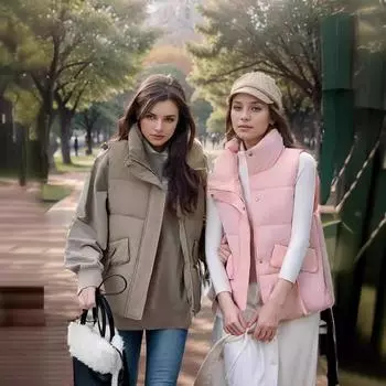 Весной и осенью новый короткий пуховый хлопковый жилет для женщин, свободная корейская версия, куртка-жилет для улицы M