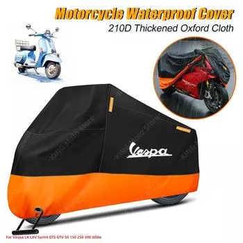 Vespa Cover Waterproof For Vespa LX LXV Sprint GTS GTV 50 150 250 300 300ie Motorcycle Dust Rain Cover With Reflective Strip M оранжевый