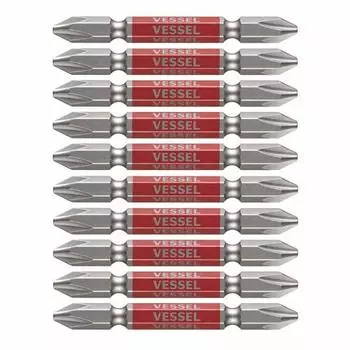 VESSEL 40V Compatible Double Ended Plus Gosai Bit +2 x 65 Set of 10 GS10P2065F