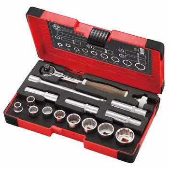 VESSEL Woody Swivel Socket Wrench Set Non-Slip Grip 3/8 inch Drive (9.5mm) 16pcs. HRW3005M-SW