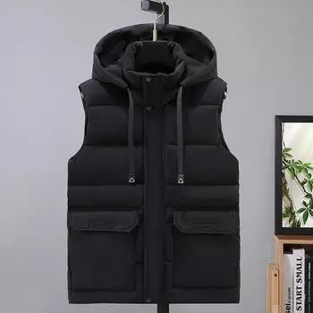 Vest men s autumn and winter new thermal tooling large size outer wear casual cotton vest vest vest jacket L чёрный