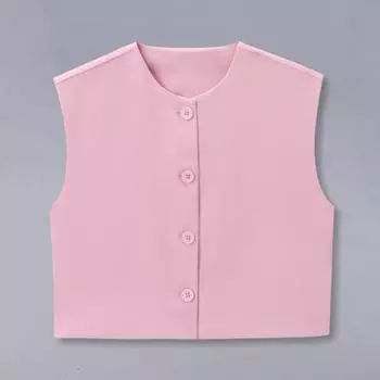 Жилет однобортный без рукавов круглый вырез однотонный леопардовый принт пуговицы для поездок на работу свиданий повседневный L коричневый