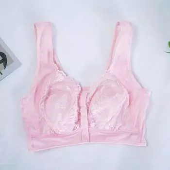 Vest type lace beauty back breathable underwear mango cup ultra-thin bra fat MM big chest small women s underwear bra L (recommended 90-60kg) чёрный