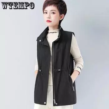 Жилет женский повседневный подкладочный безрукавки базовый свободный жилет легкий весна осень L