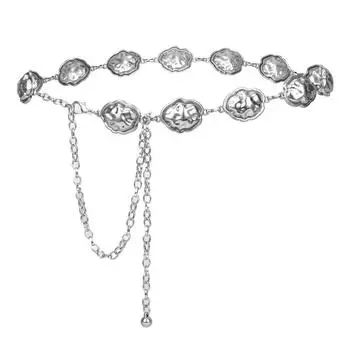 Вестерн Стиль Пустошь Стиль Ретро Серебристый Металлический Пояс Цепь Женская Юбка Высокий Сенс Ниша Пояс Пояс Прилив серебряный