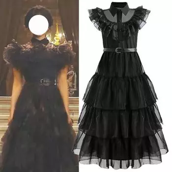 Vestidos, новинка 2023 года, костюм для девочек, одежда для косплея «Среда Аддамс», платье принцессы, карнавальные костюмы, детское праздничное платье 3XL