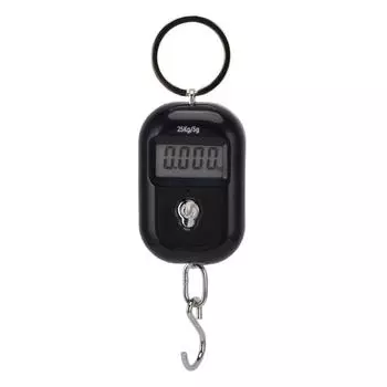 Весы для багажа портативные с ручкой-брелком 25 кг взвешивание черные подвесные цифровые весы для экспресс