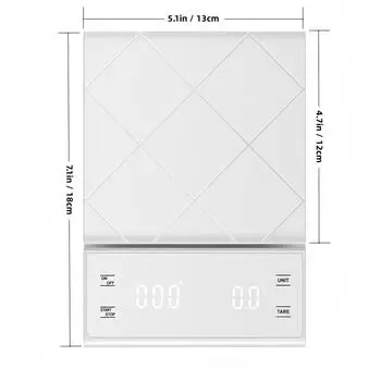 Весы для кофе, функция таймера, цифровой дисплей, максимальный вес 3 кг, точность 0,1 г. Кухонные весы для еды, вес в граммах, небольшие весы. 3Kg белый