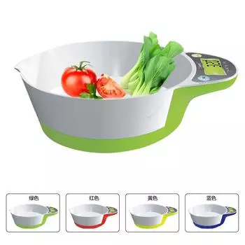 Весы для мисок для домашних животных бытовые электронные кухонные весы мини-весы для мисок бытовые интегрированные весы для мисок аксессуары для пищевых продуктов ЖК-дисплей 5kg-1g жёлтый