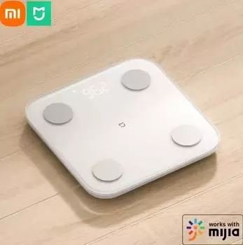Весы для определения жира в организме XIAOMI S400 Mijia, умные домашние весы для определения состава тела, 150 кг, Bluetooth 5,0, светодиодный дисплей, двухчастотное измерение белый