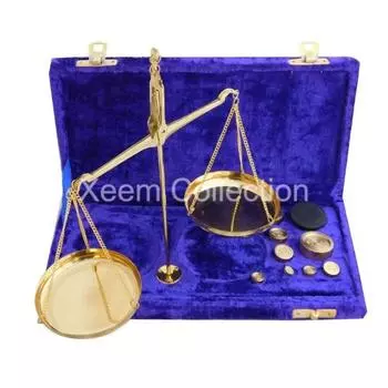 Весы для ювелирных изделий из антикварной латуни Decor с бархатной коробкой и полным грузом