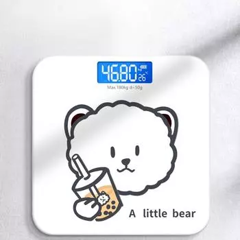 Весы для ванной комнаты с мультяшным медведем, светодиодные весы для веса тела, электронные весы Realme, цифровые весы Bascula Smart Pesa, напольные весы белый
