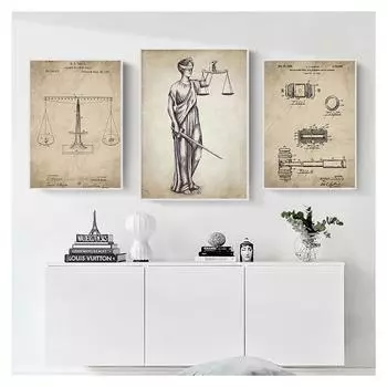 Весы правосудия, подарок юриста, художественная картина на холсте, адвокат, декор для офисной стены, адвокат, леди, закон правосудия, патентные плакаты и принты 21x30cm No Frame