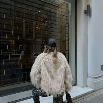 Ветер 2024 зима новая шуба искусственный мех куртка 3833/240 XS белый
