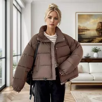 Ветер хлопковая одежда женская одежда зимняя утолщенная стойка воротник свободная короткая корейская версия хлеб одежда высококачественная куртка M красный