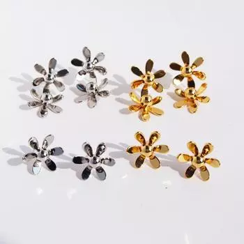 Ветер Изысканный Темперамент Трехмерный Абстрактный Цветок Маленькие Серьги-гвоздики Серебряные Иглы Коммутирующие Универсальные Модные Персонализированные Серьги золотой