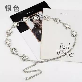 Ветер Металлическая Цепь Женская Инкрустированная Стразами Аксессуары для Платья Кристальный Ремень Тонкая Цепочка на Талию Женская