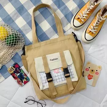 Ветер Милая Холщовая Сумка Женская Повседневная Мода Простая Сумка Через Плечо Большая Вместимость Студенческий Класс Косметичка хаки