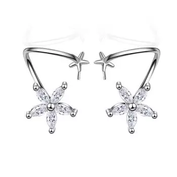 Ветер Милый Маленький Свежий Цветок Серьги-Клипсы Милые Серьги-Кисточки Серьги Темперамент Простые Модные Дамские Вечерние Повседневные Аксессуары Подарок на День Святого Валентина