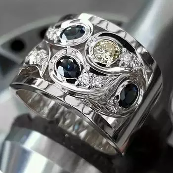 Ветер Мода Широкое Кольцо Модные Аксессуары, Ажурное Кольцо с Цветочным Узором 5