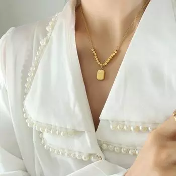 Ветер Новый геометрический квадратный фирменный кулон с надписью квадратное сращивание титановая сталь позолоченные ювелирные изделия