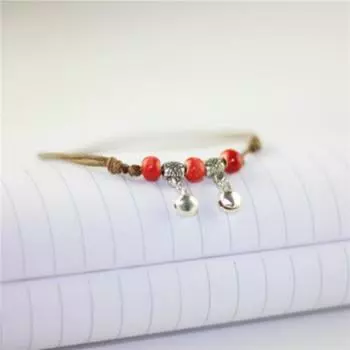 Ветер ножной браслет ювелирные изделия колокольчик шнурок для ног красный