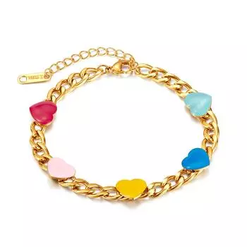 Ветер простой и универсальный титановый стальной браслет Love Jewelry модный из нержавеющей стали цветной браслет с каплями масла для женщин