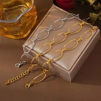 Ветер ретро геометрический овальный плетеный браслет-цепочка женский минималистский дизайн титановая сталь 18-каратное золото ювелирные изделия