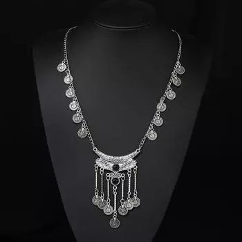 Ветер ретро личность монета бахрома ожерелье металл длинная цепочка для свитера богемные аксессуары женщины