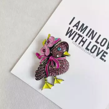 Ветер Ретро Полный Бриллиант Утенок Брошь Крупный Стразы Мультфильм Животное Утиная Грудка Цветок Модная Одежда Аксессуары