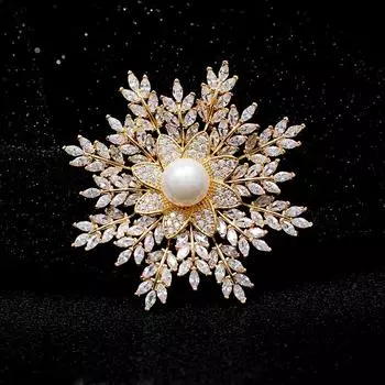 Ветер роскошная брошь-снежинка женственность элегантная высококлассная хрустальная жемчужная брошь универсальная булавка для пальто аксессуары