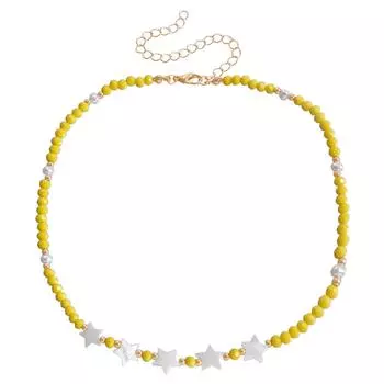 Ветер Сексуальное Пятицветное Хрустальное Ожерелье Простой Темперамент Высококлассная Звездная Цепочка на Ключицу Женщина