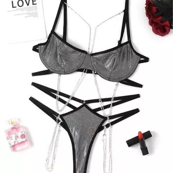 Ветер сексуальный яркий бриллиантовый комплект нижнего белья S
