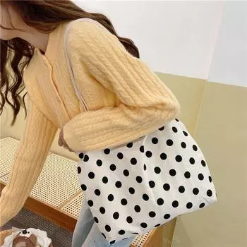 Ветер шикарная сумка в горошек женская студенческая простая ретро литературная холщовая сумка переносная сумка через плечо