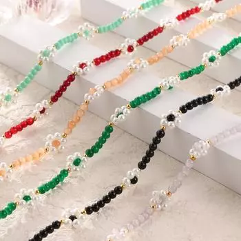 Ветер Темперамент Элегантный ручной работы бисерное цветное натуральное ожерелье из бисера плетеные аксессуары цепочка на шею ювелирные изделия
